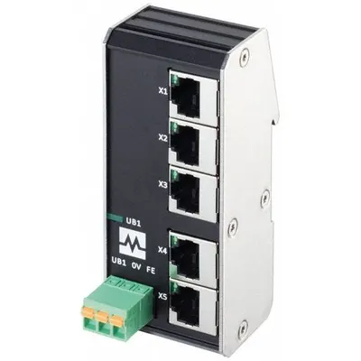 MURRELEKTRONIK Ethernet switch: Unmanaged, DIN Rail, 5 Ports, RJ45, 100 mbps/Ethernet - DIN Rail-Mount Ethernet Switches