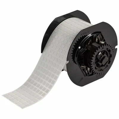 BRADY Pre-Cut Label Stock Roll: 1/4 in x 1/4 in, Acrylic, Permanent Adhesive - Brady Thermal Transfer Precut Label Rolls
