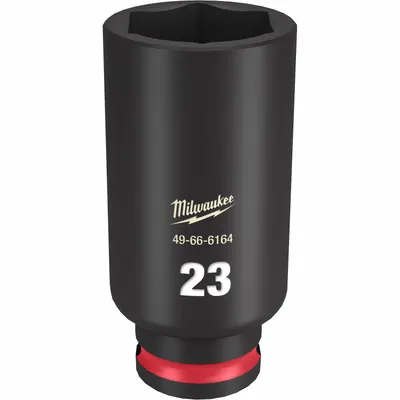 MILWAUKEE Deep Impact Socket: 3/8 in Drive Size, Metric, 23 mm Socket Size, 6-Point - 3/8" Drive Impact Sockets
