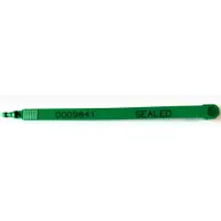 Strap Seals: Green, Plastic, 7 1/2 in Strap Lg, 1/4 in Strap Wd, 60 lb Breaking Strength, 1,000 PK (MPN 30035B00-02)