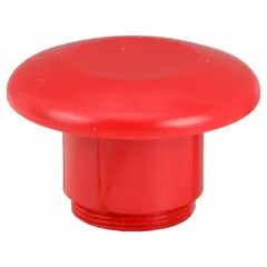 This Siemens mushroom head is a non-illuminated, red plastic actuator for push buttons. It features a screw-on attachment type and is compatible with the 52BP series. Typical applications include use as an emergency stop or start actuator in industrial control panels requiring a 30 mm panel cutout.