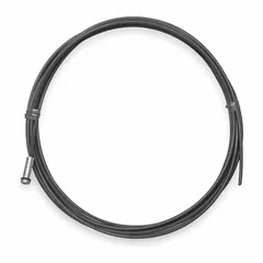Steel conduit liner for Tweco MIG guns, model 44-3545-15, part of Series 44. Measures 0.045 in diameter by 15 ft length. Used to guide welding wire from the feeder to the contact tip in arc welding applications.