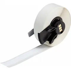 Thermal transfer label roll, 1/2 in x 50 ft, white matte polyester for indoor use. Compatible with Brady M710 printer series (with media adapter). Suitable for industrial labeling of equipment, panels, and cables.