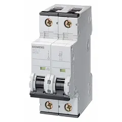C-curve, 2-pole supplementary protector rated 16 A, 400 V AC, with a maximum interrupting rating of 5 kA at 400 V AC. Features screw clamp terminals and mounts on DIN rail. Suitable for overcurrent protection in control panels, HVAC equipment, and lighting circuits where branch-circuit protection is already provided.