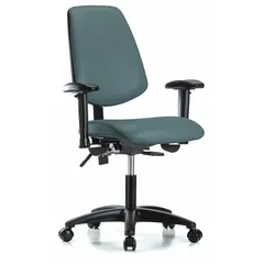 Vinyl Lab Chair with Arms, Height Range 19-24 in, Nylon Base