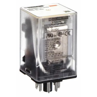 SCHNEIDER General Purpose Relay: Socket Mounted, 10 A Current Rating, 24V DC, DPDT - Socket-Mounted Relays
