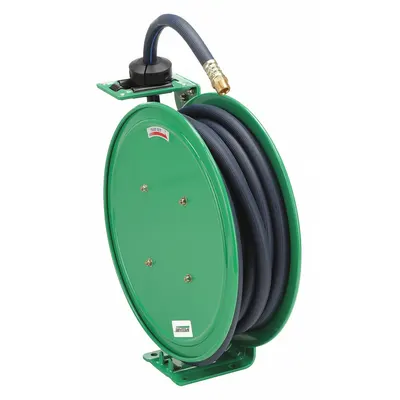 SPEEDAIRE Spring Return Hose Reel: 50 ft (1/2 in I.D.), 1/2 in MNPT, 300 psi Max Op Pressure - Standard Air or Water Spring-Return Hose Reels