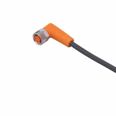 IFM Cordset: M8 Female Right Angle X Bare Wire, 3 Pins, Black, PUR, 2 m Cable Lg - Single-Ended Cordsets with PUR Jacket for Twisting Applications