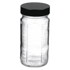 Clear Wide Mouth Round Glass Lab Bottle, 120 mL, 48-400, Colorless, Graduated, Case of 24