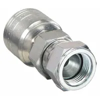 Steel straight hydraulic crimp fitting with BSPP female thread on one end and crimp connection for -6 hose dash size. Thread size 1/2-14. Used to connect BSPP ports to hose assemblies in fluid power systems