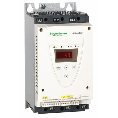 SCHNEIDER Soft Start: 208-600V AC, 47 A Output Current, With Bypass, IP20/NEMA 1 - Schneider Altistart ATS 22