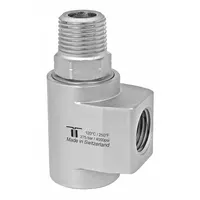 MOSMATIC Rotary Union: Elbow, Nickel-Plated C38500 Brass, 1 Passages, 1/2 in Threaded Rotating Shaft (MPN 43.363)