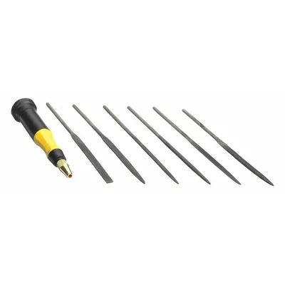 GENERAL TOOLS Needle File Set: Equaling/Half Round/Rectangular/Round/Square/Triangular, 5 1/2 in Lg - Needle File Sets