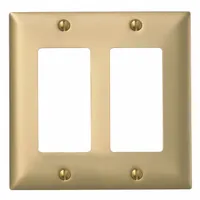 HUBBELL Wall Plate: Decorator-Rocker, 2 Gang, Brass, Std Size (MPN SB262)