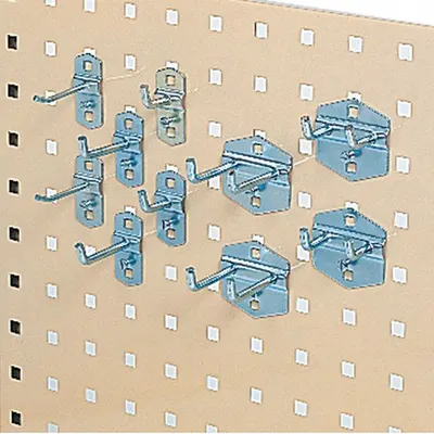 KENNEDY Pegboard Hook Assortment Kit: 10 Hooks, Locking Clip, Surface - Hook & Toolholder Assortments for Square-Hole Pegboard