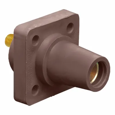 LEVITON Single Pole Receptacle: Brown, Straight Taper Nose Mating, Threaded Stud Termination - Receptacles with Threaded Stud Terminations