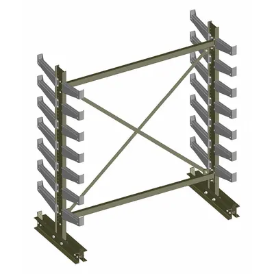 JARKE Cantilever Rack: Starter, Medium-Duty, 77 5/8 in x 34 in x 84 in, Straight Arm - Medium-Duty Bolt-On Cantilever Rack Kits