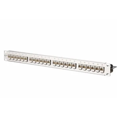 METZ CONNECT RU Frame: Rack, Stainless Steel, IDC Connection x RJ45, 180° Mounting Angle - Voice & Data Housings, Panels & Connector Components