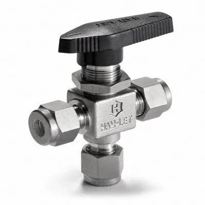 HAM-LET Manual Three-Way Ball Valve: 3/8 in, Stainless Steel - Stainless Steel Ball Valves