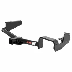 CURT Class III trailer hitch for Toyota Highlander. Carbon steel construction with powder-coated finish. 5,000 lb gross trailer weight capacity and 5,000 lb gross vehicle weight capacity. No drilling required for installation. Suitable for towing trailers, boats, or cargo carriers.