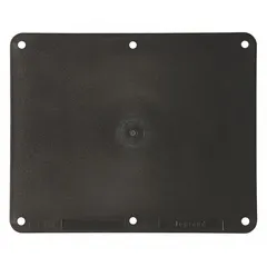 This black, 2-gang portable outlet box cover is rated 3R for outdoor or damp locations. It is designed to protect electrical connections in temporary power setups, construction sites, or industrial maintenance areas.