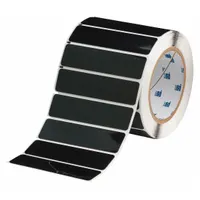 Polyester, black (gloss) precut labels measuring 1 in x 4 in, with 250 labels per roll. Compatible with BBP81 printer series. Used for industrial identification and labeling tasks, such as marking raised-panel electrical enclosures, control panels, and equipment