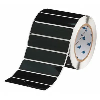 BRADY Pre-Cut Label Stock Roll: 1 in x 4 in, Polyester, Black (Gloss) - Brady Raised Panel Precut Label Rolls