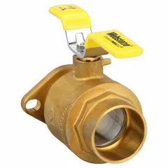 This WEBSTONE 50403 is a 3/4 inch brass ball valve with a straight pattern and full port design. It features sweat x flange connections and a lever handle for manual on/off flow control. Suitable for use in plumbing and industrial piping systems handling water, oil, or gas.