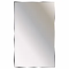 Rectangular wall-mounted mirror with tempered glass and a galvanized steel frame in bright annealed silver finish. Overall height 24 1/4 inches, width 18 inches. Not lighted. Designed for tamper-resistant applications in commercial or institutional settings.