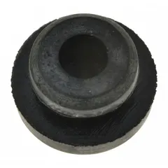 Bumper component for lift tables and pallet positioners. Used as a stop or cushion to limit travel and absorb impact during material handling operations.