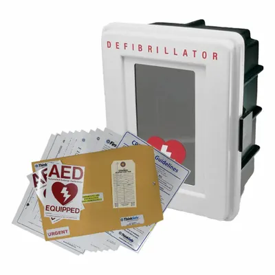 FIRST VOICE Defibrillator Storage Cabinet: Defibrillator Storage Cabinet, Alarm Included - Alarmed Wall Mounted Storage Cabinets for AEDs