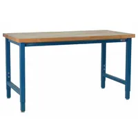 BENCHPRO Workbench: Adj Ht, Butcher Block, 60 in x 36 in, 6,600 lb Overall Load Capacity, Blue (MPN KW3660+LP)