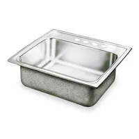 ELKAY Bowl Drop-In Sink: 25 in Overall Lg, 22 in Overall Wd, 7 3/4 in Bowl Dp, 21 in Bowl Lg, 18 ga (MPN LR25224)