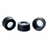 Plastic Vials: 9 mm Dia, Blue/White, Polypropylene/Silicone, PTFE/Silicone, 9 mm Screw Closure Size (MPN 09-0050K)