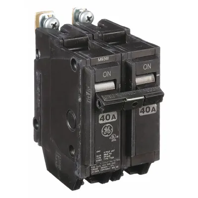 GE Miniature Circuit Breaker: THQB, 40 A, 120/240V AC, Single Phase, 10kA at 120/240V AC - THQB & THHQB Series, Bolt-On GE Miniature Circuit Breakers