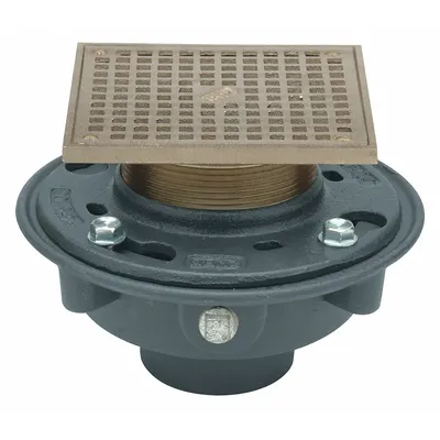 ZURN ZN415-2NH-5S General Purpose Floor Drain, No Hub, Square, 2 in, Gray - General Purpose Floor Drains