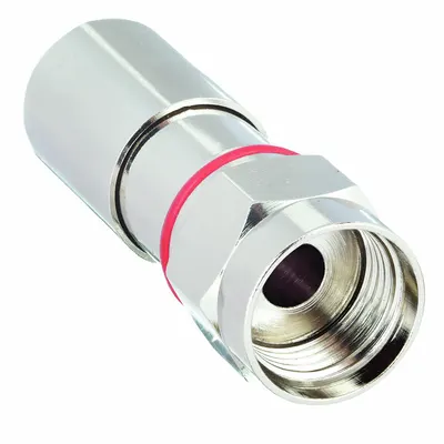 POWER FIRST Coaxial Connector: Male, Connector, Silver, Compression, RG-59, 1 GHz Max Freq - F-Type Coaxial Connectors