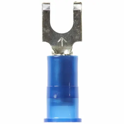 3M Fork Terminals: Blue, Nylon, #10 Stud Size, 16 AWG – 14 AWG Wire Range - Insulated Fork Terminals