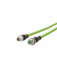 METZ CONNECT M12 Cable: Cat7, M12 Plug Male Straight x M12 Jack Male Straight, 1 m Lg, PUR, Green, X (MPN 142M2X12010)