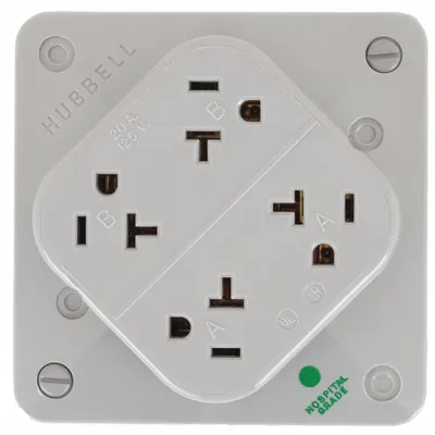 HUBBELL Receptacle: Hospital Grade Fed. Spec., Quad, 5-20R, Gray, 125V AC, 20 A - General Purpose Receptacles