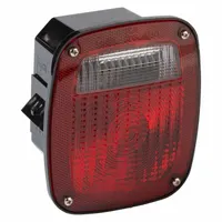 GROTE Stop/Turn/Tail Light: Incandescent, Stop, Turn, and Tail Combo Light, Clear/Red, Square, 68680 (MPN 53722)