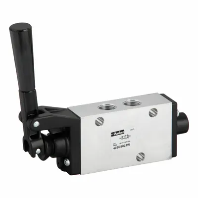 Parker Manual Air Control Valve: 42, Four-Way / Two-Position, Lever, 3/8 in Female NPT - Parker 42 Series Manual Air Control Valves