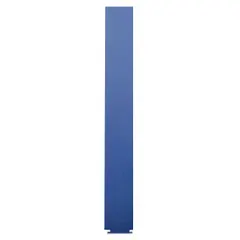 This pilaster is designed for use in commercial bathroom partitions, providing structural support and privacy. It features a high-density polyethylene inner core and a pebble finish in blue. Dimensions: 70 inches high, 7 inches wide, 1 inch thick.