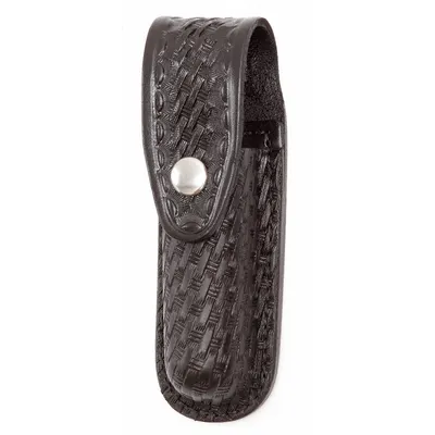 GOULD & GOODRICH, INC. Flashlight Pouch: Black, Leather, Basket Weave - Duty Equipment Pouches