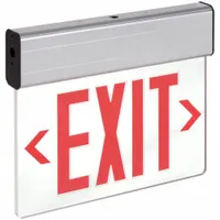 Edge-lit Exit Sign: 1 Faces, Red, Aluminum, Universal Field Selectable Chevrons, LED, Silver (MPN EDG 1 R M6)