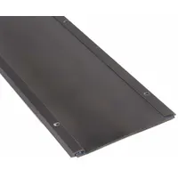 This door astragal seals gaps at door bottoms or meeting edges, blocking drafts, dust, light, and pests. It features an aluminum flange and a neoprene insert, measuring 8 ft long, 5 in wide, and 3/16 in high