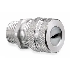 Straight metallic cable grip with 1/2 in MNPT box connection, accepting cord diameters from 0.25 in to 0.55 in. Body is aluminum with silver finish. Rated IP66 and Class I, Division 2 for hazardous locations. Suitable for liquid-tight sealing and strain relief in industrial wiring applications.