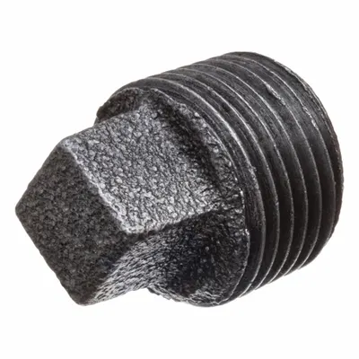 USA INDUSTRIALS 1/2 in Threaded Class 150 Malleable Iron Plug - Low-Pressure Threaded Pipe Fittings with Thread Sealant