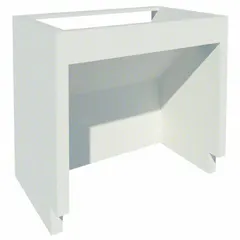 Steel base cabinet designed for sink installations in industrial or commercial settings. Overall dimensions: 36 in width, 22 in depth, 32 5/8 in height. No drawers. Provides a corrosion-resistant foundation for plumbing fixtures.