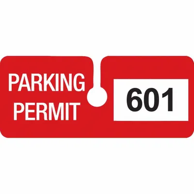 BRADY Parking Permit: Parking Permit, 4 3/4 in Overall Wd, Vinyl, Red, 2 in Card Ht - Parking Hangers